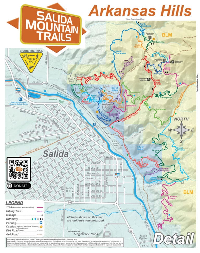 Arkansas Hills Trail System Maps by Salida Mountain Trails, Colorado