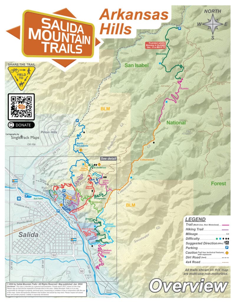 Arkansas Hills Trails Salida Colorado Overview Map