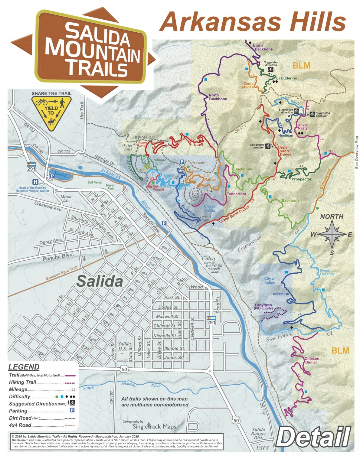 Arkansas Hills Trail Map DETAIL Web v1 Salida Mountain Trails